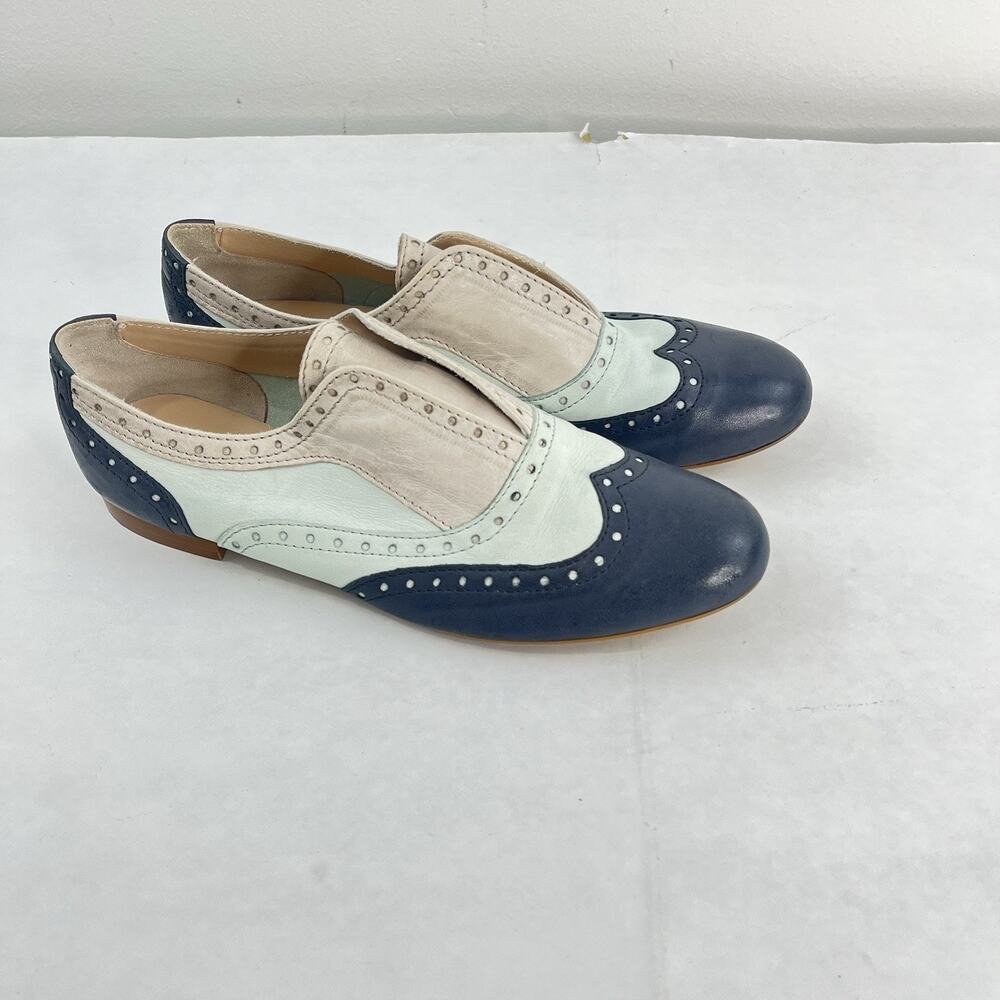 Mercanti Fiorentini Light Blue Leather Wingtip Oxfords Women's Size 8